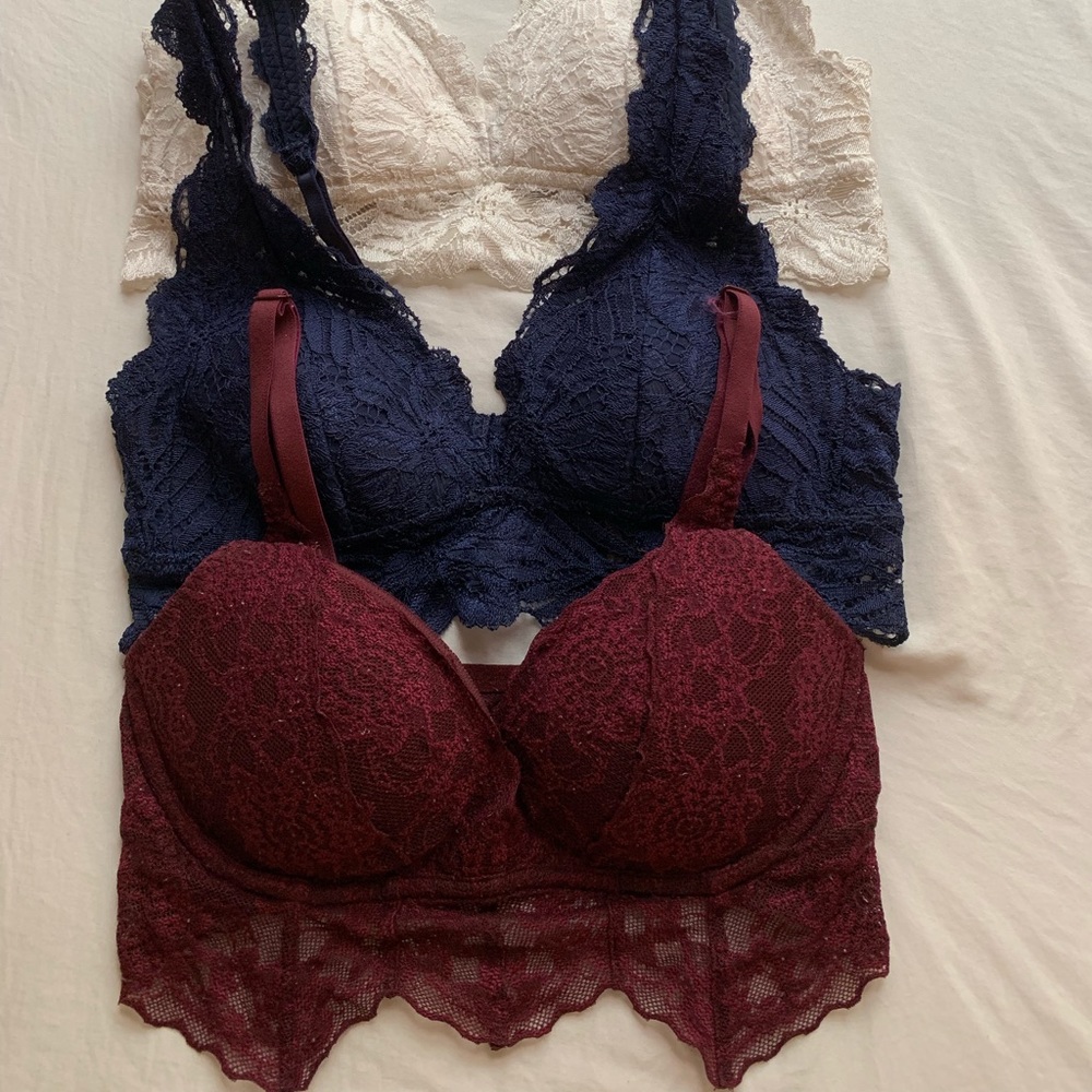 LOT of 3 XS Aerie/VS Lace Bralettes